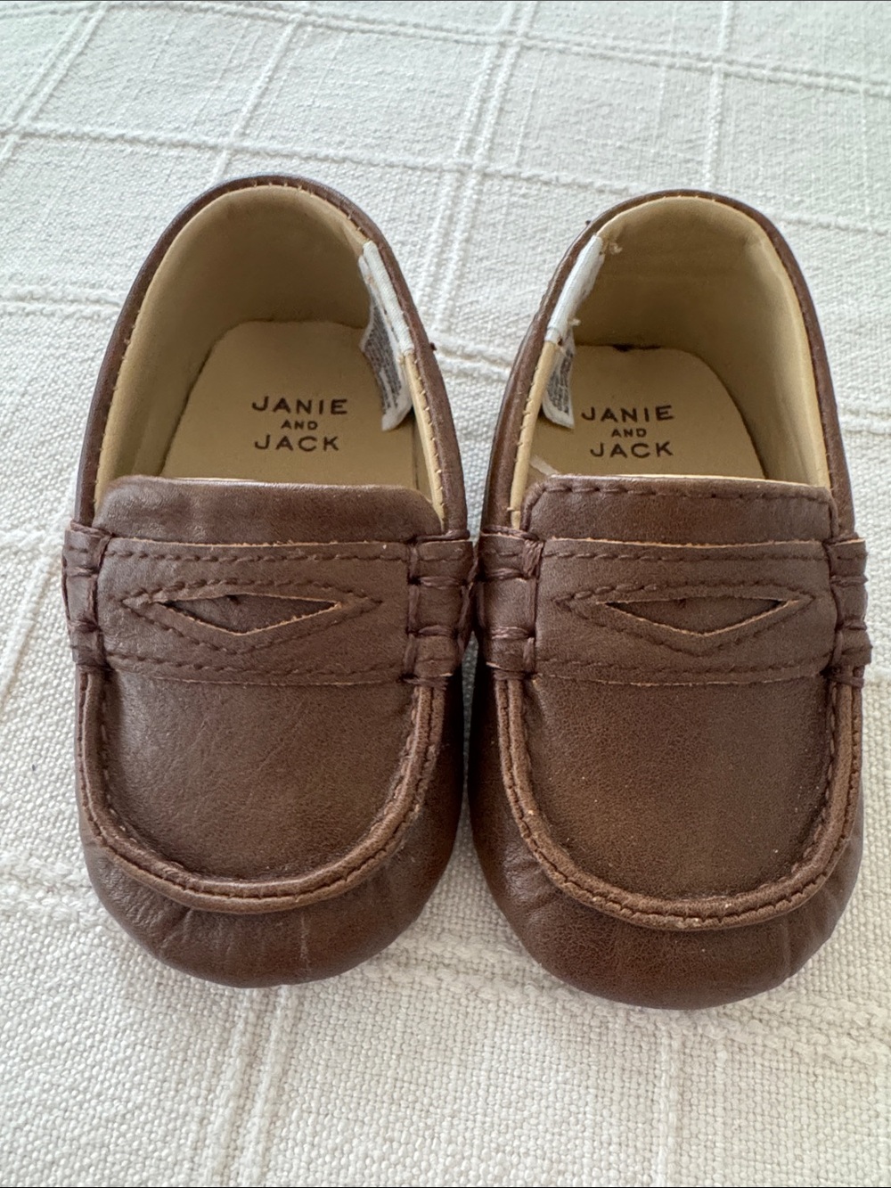 Janie and Jack Brown Leather Moccasin Baby Shoes